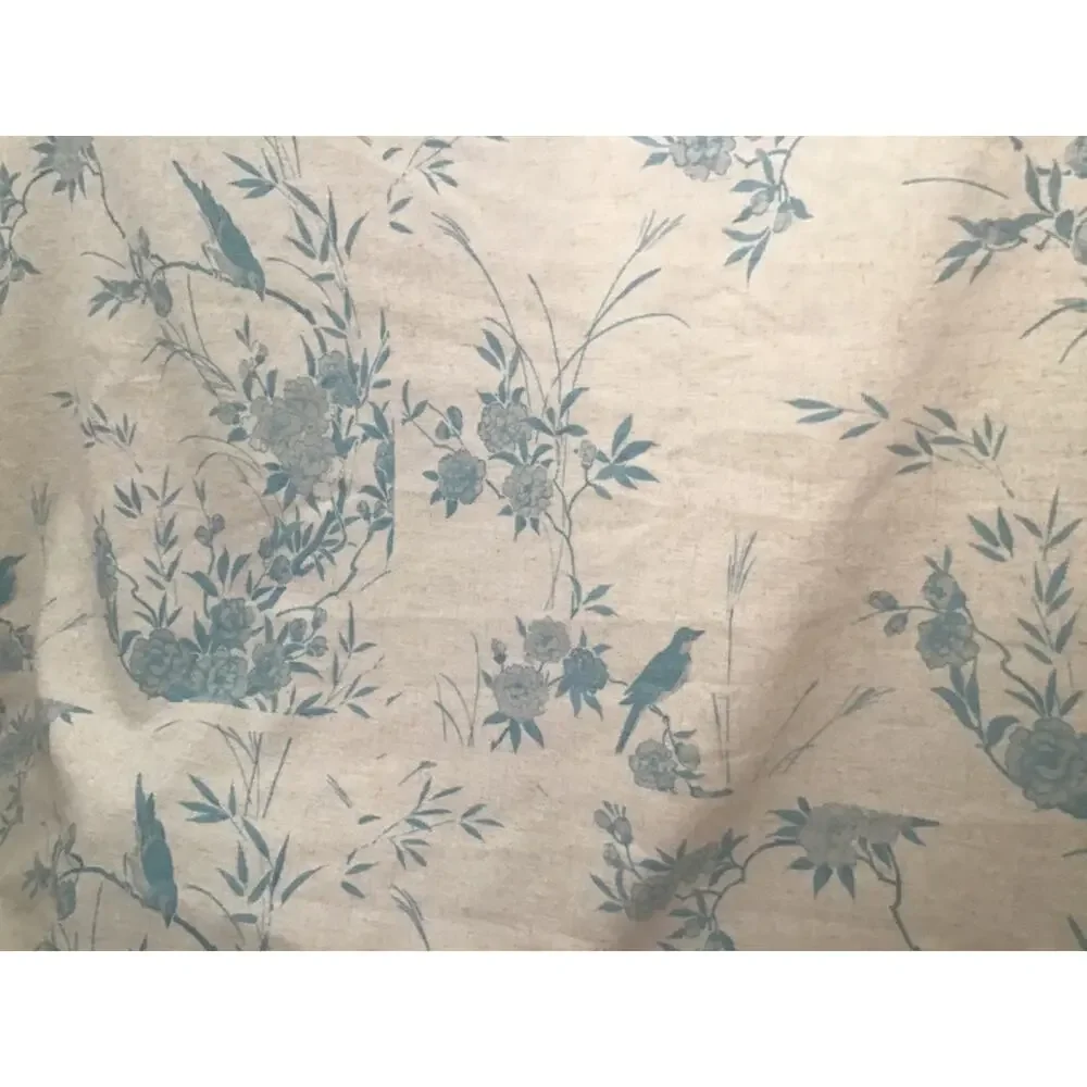 Rachel Ashwell Shabby Chic Blue Bird Chinoiserie Linen For Sewing & Wallpaper